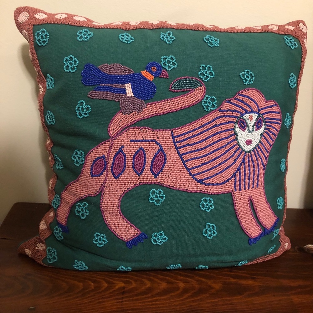 Anthropologie Beaded Marley Pillow.  NWOT.